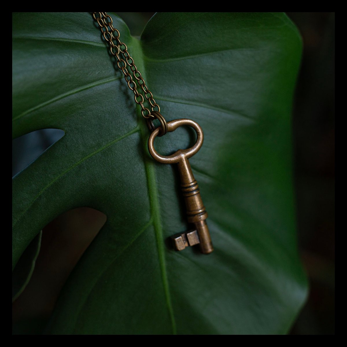 Brass skeleton key necklace