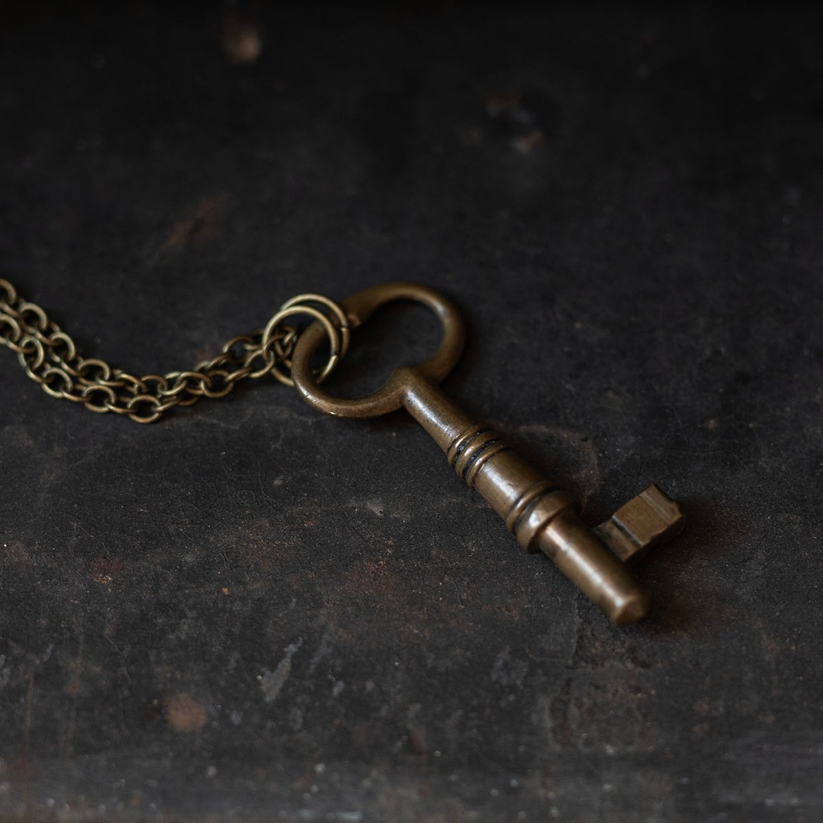 Brass skeleton key necklace