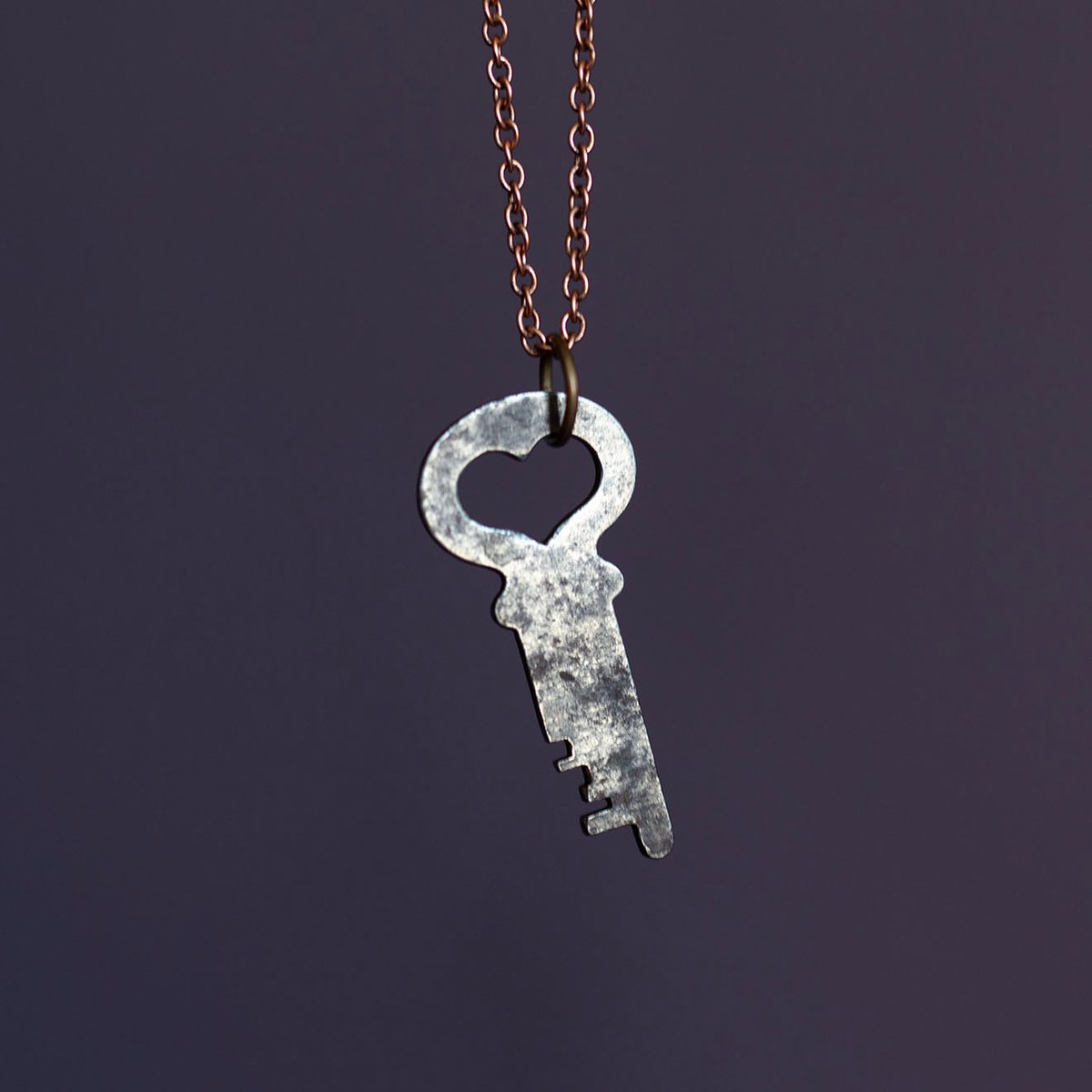 Heart-shaped flat key necklace