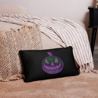 Image 1 of Pillow - Jack O Lantern Retro Purple Glow