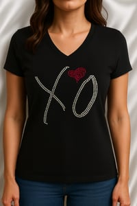 Image 1 of The Weeknd Rhinestone XO T shirt, New, Women’s Vneck, Gildan 100% Cotton