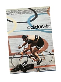 Image 1 of Original Vintage poster Adidas Sport Shoes Eddy Merckx World Hour Record Cyclist Race