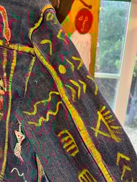 Image 11 of In honor of Marija Gimbutas -Handpainted Outsider Art Blue Jean Jacket 