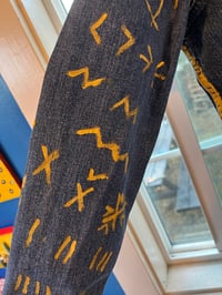 Image 13 of In honor of Marija Gimbutas -Handpainted Outsider Art Blue Jean Jacket 