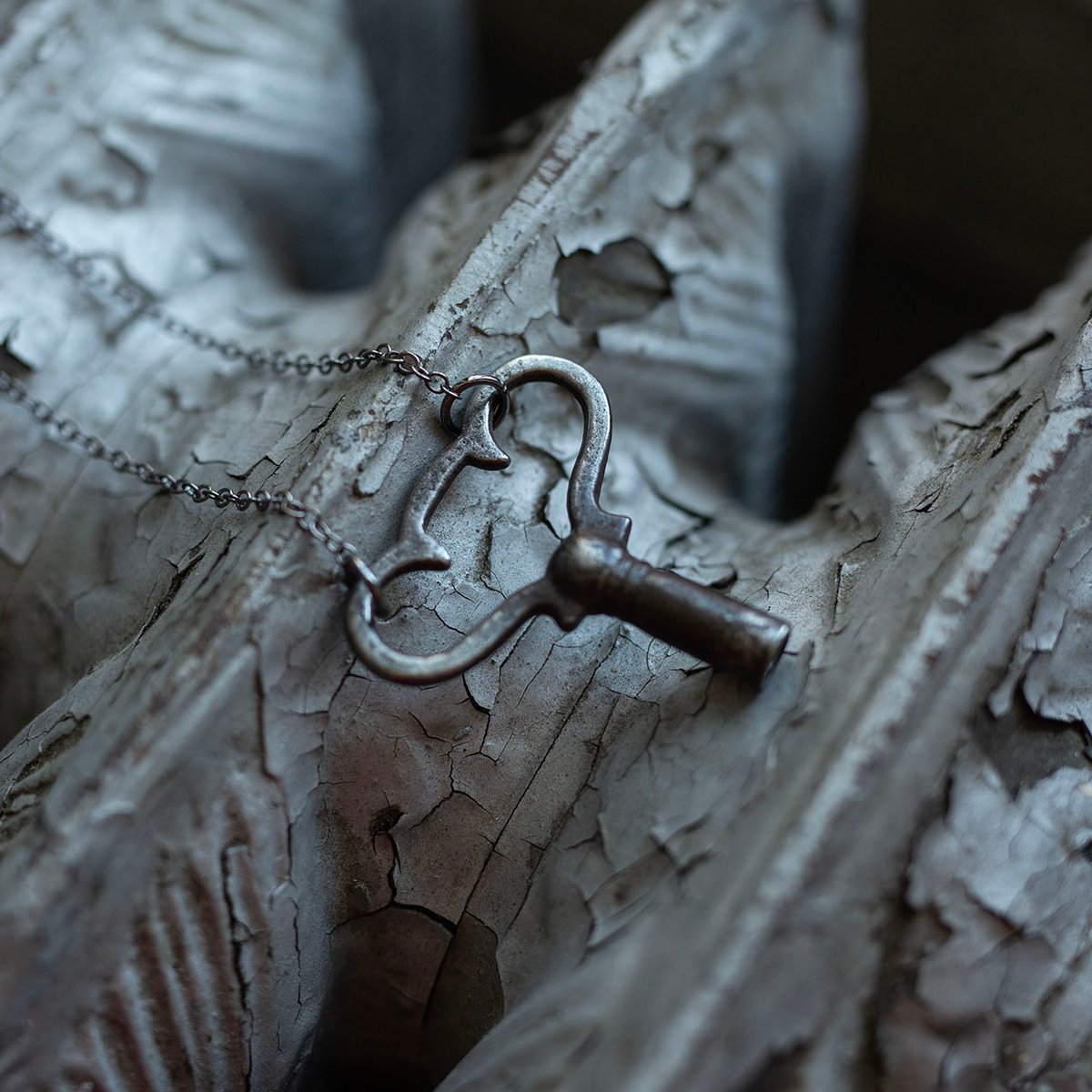 Iron clock key necklace