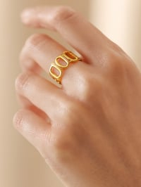 Geometric Gold Ring – Adjustable Stainless Steel