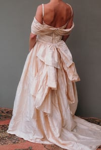 Image 2 of Rare vintage silk 80s 90s wedding dress with basque waist