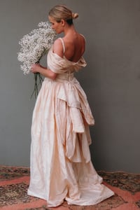 Image 1 of Rare vintage silk 80s 90s wedding dress with basque waist