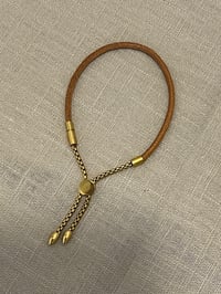 Image 3 of Leather & Gold Charm Bracelet – Stainless Steel