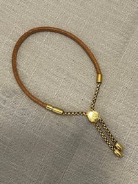 Image 2 of Leather & Gold Charm Bracelet – Stainless Steel