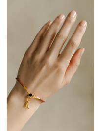 Image 1 of Leather & Gold Charm Bracelet – Stainless Steel