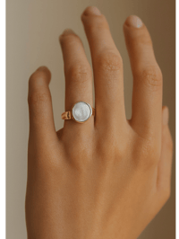 Image 2 of Cameo Pearl Ring – Adjustable Stainless Steel