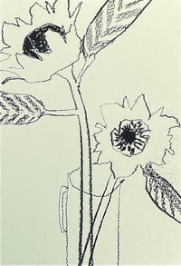 Image 1 of Postcard size sunflower drawing 1