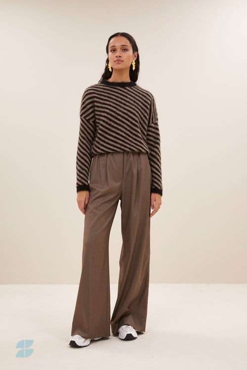 Image of 1-Jersey diagonal natural pullover | biscuit