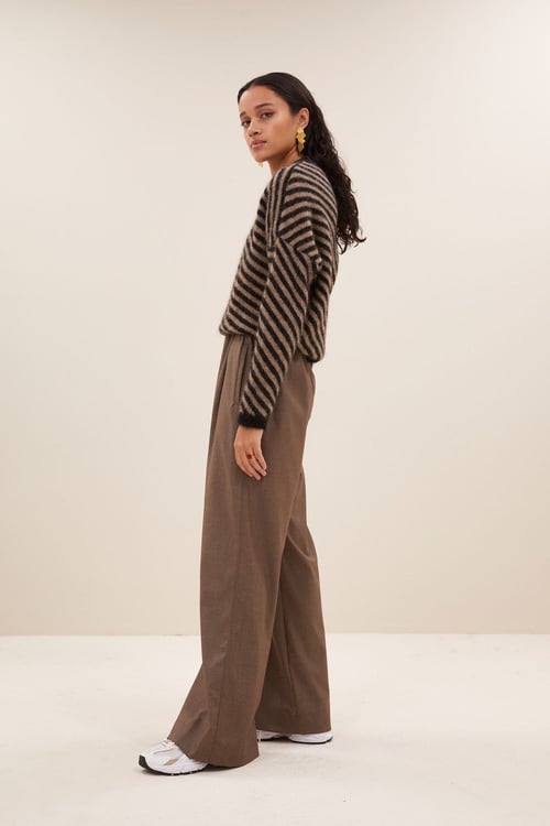 Image of 1-Jersey diagonal natural pullover | biscuit