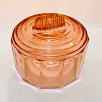 Image 4 of Plateau et cloche vintage Art Déco en verre rose rosaline - Gâteau ou fromage