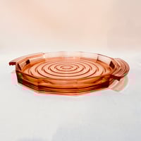 Image 9 of Plateau et cloche vintage Art Déco en verre rose rosaline - Gâteau ou fromage