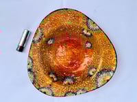 Image 4 of Vide-poches psychédélique orange vintage 1960 1970 émail d'Art sur cuivre