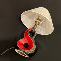 Image 3 of Lampe de chevet rétro en céramique rouge et noir 1950s 1960s