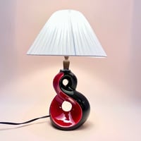 Image 1 of Lampe de chevet rétro en céramique rouge et noir 1950s 1960s