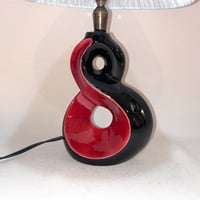 Image 5 of Lampe de chevet rétro en céramique rouge et noir 1950s 1960s