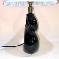 Image 9 of Lampe de chevet rétro en céramique rouge et noir 1950s 1960s