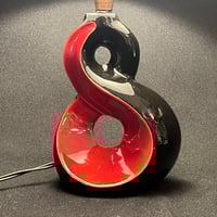 Image 6 of Lampe de chevet rétro en céramique rouge et noir 1950s 1960s