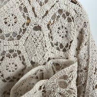 Image 3 of Knit Crochet Cardigan - Geometric Hollow Weave