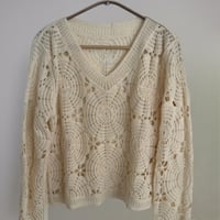 Image 1 of Romantic Crochet Lace Sweater – Creme