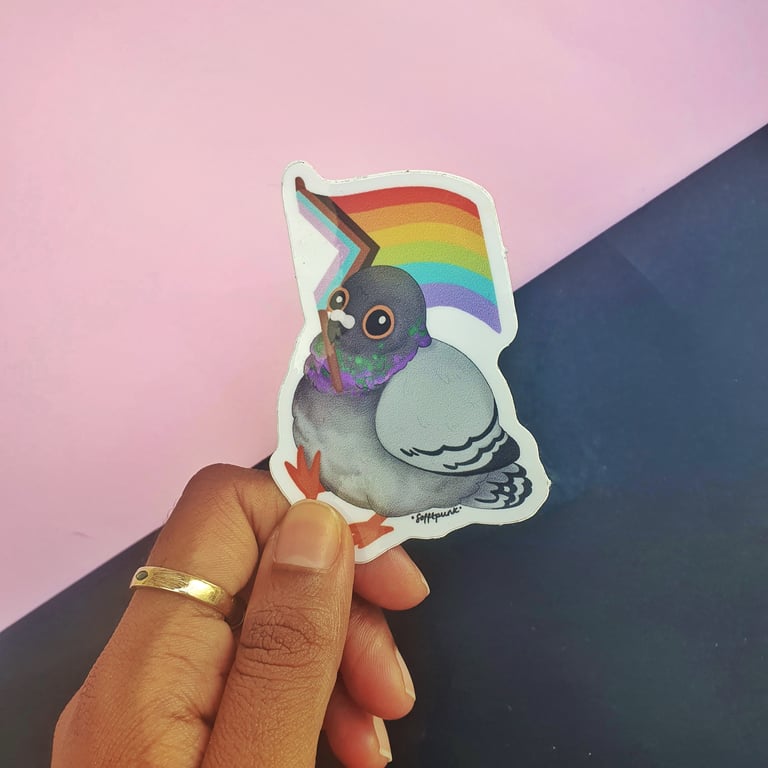 Pigeon Pride Flag Sticker Image 2
