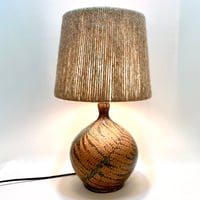 Image 1 of Grande lampe en céramique grès signé Alain Blanchard vintage 1970 abat-jour corde