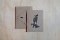 Image 1 of Cowgirl Boot Linocut Greeting Card