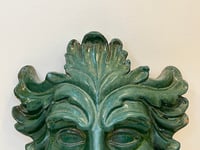 Image 4 of Ancien mascaron de fontaine terre cuite vert bronze tête de Poséidon Neptune