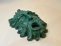Image 3 of Ancien mascaron de fontaine terre cuite vert bronze tête de Poséidon Neptune