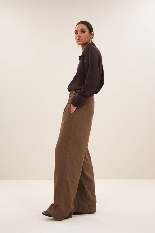 Image of 2-Pantalones benji tweed pants | latte