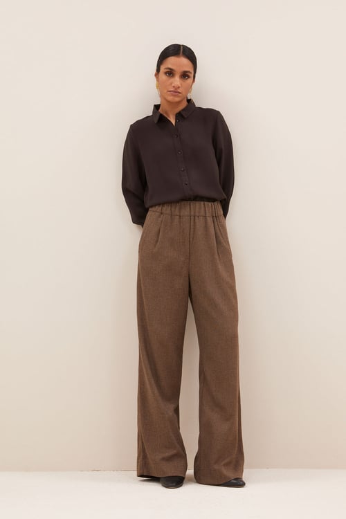 Image of 2-Pantalones benji tweed pants | latte