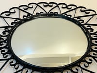 Image 4 of Miroir soleil rond oeil de sorcière en fer forgé noir  Années 50 - 60