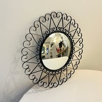 Image 3 of Miroir soleil rond oeil de sorcière en fer forgé noir  Années 50 - 60