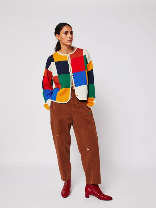 Image of 2-Pantalón cocoon con bordados BROWN EMBROIDERY COCOON PANTS