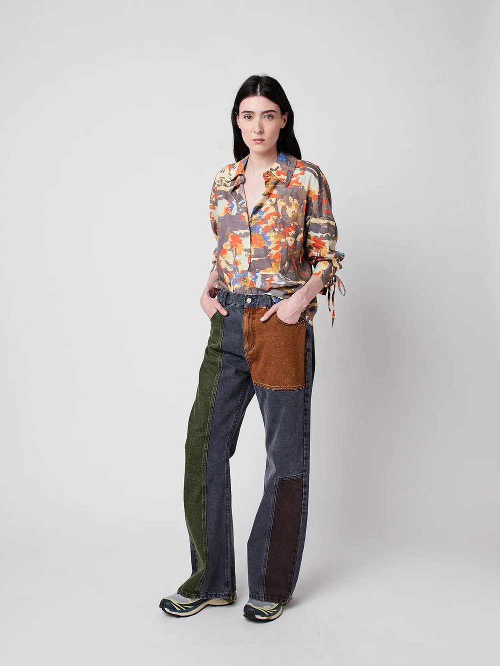 Image of 2-Pantalón vaquero color block