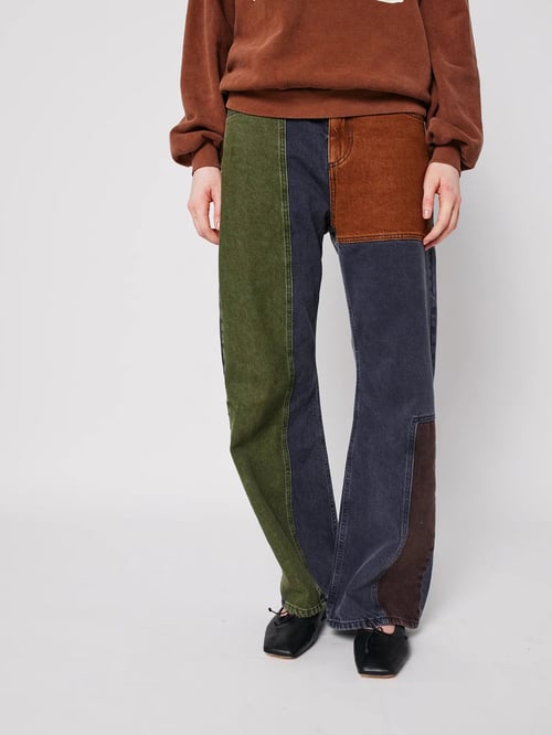 Image of 2-Pantalón vaquero color block