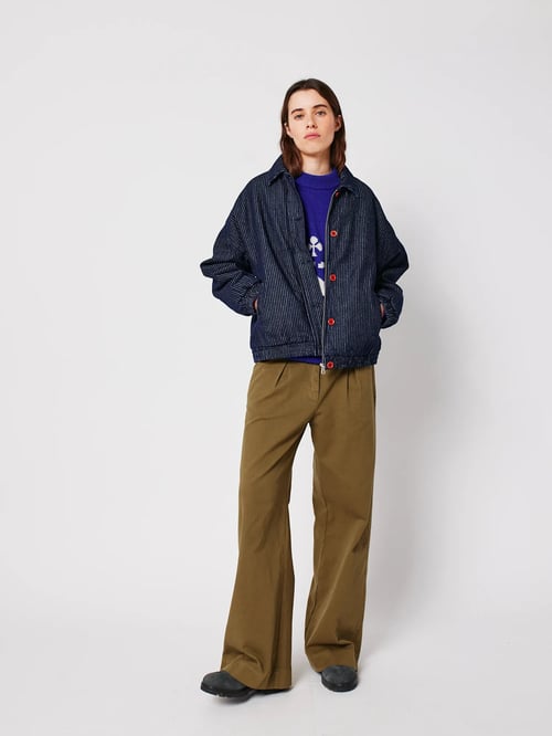 Image of 4-Chaqueta vaquera bomber a rayas