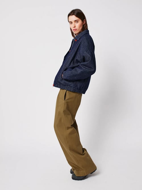 Image of 4-Chaqueta vaquera bomber a rayas