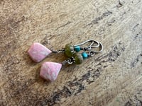 Image 1 of Sterling, Thulite, Czech, Turquoise earrings. n10