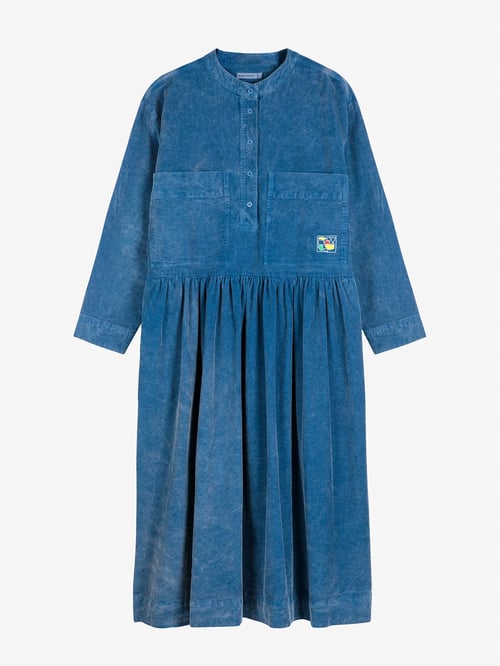Image of 3-Vestido pana azul blue corduroy dress