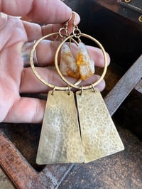 Image 4 of Raw Citrine and Brass statement earrings . n47