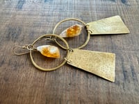 Image 7 of Raw Citrine and Brass statement earrings . n47