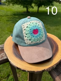 Image 6 of Confetti Collection Granny Square Two Tone Suede Baseball Caps