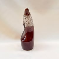Image 4 of Bouteille à liqueur - carafe en grès flammé marron & blanc céramique de Vallauris vintage