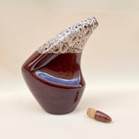 Image 6 of Bouteille à liqueur - carafe en grès flammé marron & blanc céramique de Vallauris vintage